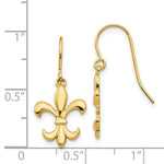 Load image into Gallery viewer, 14K Yellow Gold Polished Fleur de lis Dangle Earrings
