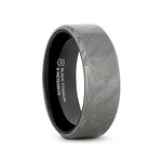 Load image into Gallery viewer, Mens Flat Black Titanium Meteorite and Beveled Edges Wedding Ring - 8mm Wide - Style name: DIEMOS