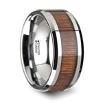 Load image into Gallery viewer, Mens Comfort Fit -Koa Wood Inlaid Tungsten Carbide Ring - Bevels - 4mm 6mm 8mm 10mm 12 Wide - Style name: KONA