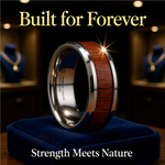 Load image into Gallery viewer, Mens Comfort Fit -Koa Wood Inlaid Tungsten Carbide Ring - Bevels - 4mm 6mm 8mm 10mm 12 Wide - Style name: KONA