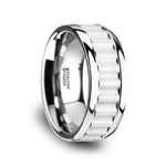 Load image into Gallery viewer, Mens Comfort Fit - Tungsten Carbide Wedding Band Ring - Gear Teeth Inlay & Polished Edges - 9mm Wide - Style name:CUTLASS