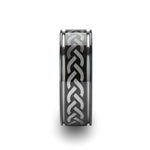 Load image into Gallery viewer, Mens Comfort Fit -Black Tungsten Carbide Wedding Ring - Celtic Pattern - 8mm Wide - Style name: KILMORE