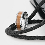 Load image into Gallery viewer, Mens Whiskey Barrel Inlaid Tungsten Beveled Polished Edges Wedding Ring - 8mm Wide - Style name: DISTILLED