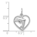 Load image into Gallery viewer, 14K White Gold Dolphin in Heart Charm Pendant