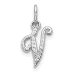 Load image into Gallery viewer, 14K White Gold Initial Letter V Charm Pendant