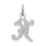 Load image into Gallery viewer, 14K White Gold Diamond-cut Initial Letter K Charm Pendant