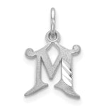 Load image into Gallery viewer, 14K White Gold Diamond-cut Initial Letter M Charm Pendant