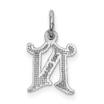 Load image into Gallery viewer, 14K White Gold Diamond-cut Initial Letter N Charm Pendant
