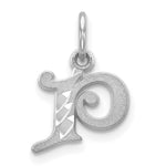 Load image into Gallery viewer, 14K White Gold Diamond-cut Initial Letter P Charm Pendant