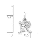 Load image into Gallery viewer, 14K White Gold Diamond-cut Initial Letter R Charm Pendant