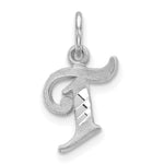 Load image into Gallery viewer, 14K White Gold Diamond-cut Initial Letter T Charm Pendant