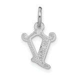 Load image into Gallery viewer, 14K White Gold Diamond-cut Initial Letter V Charm Pendant