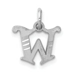 Load image into Gallery viewer, 14K White Gold Diamond-cut Initial Letter W Charm Pendant