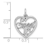 Load image into Gallery viewer, 14K White Gold Sweet 16 Heart Charm Pendant