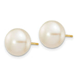 Load image into Gallery viewer, 14K Yellow Gold 10-11mm White Button Freshwater Cultured Pearl Stud Earrings