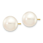Load image into Gallery viewer, 14K Yellow Gold 11-12mm White Button Freshwater Cultured Pearl Stud Earrings