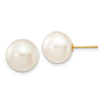 Load image into Gallery viewer, 14K Yellow Gold 11-12mm White Button Freshwater Cultured Pearl Stud Earrings