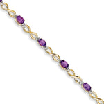 Load image into Gallery viewer, 7" Length Bracelet 14K Yellow Gold Amethyst/Diamond Bracelet 3.87-Carat Gemstone tw
