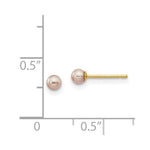 Load image into Gallery viewer, 14K Yellow Gold 3-4mm Purple Round Freshwater Cultured Pearl Stud Earrings