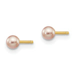Load image into Gallery viewer, 14K Yellow Gold 3-4mm Purple Round Freshwater Cultured Pearl Stud Earrings