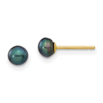 Load image into Gallery viewer, 14K Yellow Gold 4-5mm Black Button Freshwater Cultured Pearl Stud Earrings