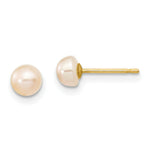 Load image into Gallery viewer, 14K Yellow Gold 4-5mm Pink Freshwater Cultured Button Pearl Stud Earrings