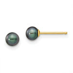 Load image into Gallery viewer, 14K Yellow Gold 4-5mm Black Round Freshwater Cultured Pearl Stud Earrings