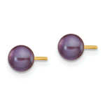 Load image into Gallery viewer, 14K Yellow Gold 5-6mm Black Button Freshwater Cultured Pearl Stud Earrings