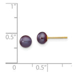 Load image into Gallery viewer, 14K Yellow Gold 5-6mm Black Button Freshwater Cultured Pearl Stud Earrings