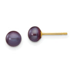Load image into Gallery viewer, 14K Yellow Gold 5-6mm Black Button Freshwater Cultured Pearl Stud Earrings