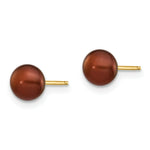 Load image into Gallery viewer, 14K Yellow Gold 5-6mm Coffee Button Freshwater Cultured Pearl Stud Earrings
