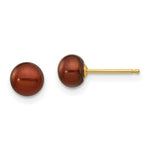 Load image into Gallery viewer, 14K Yellow Gold 5-6mm Coffee Button Freshwater Cultured Pearl Stud Earrings