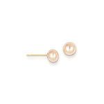 Load image into Gallery viewer, 14K Yellow Gold 5-6mm Pink Button Freshwater Cultured Pearl Stud Earrings