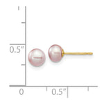 Load image into Gallery viewer, 14K Yellow Gold 5-6mm Purple Button Freshwater Cultured Pearl Stud Earrings
