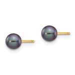 Load image into Gallery viewer, 14K Yellow Gold 5-6mm Black Round Freshwater Cultured Pearl Stud Earrings