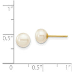 Load image into Gallery viewer, 14K Yellow Gold 6-7mm White Button Freshwater Cultured Pearl Stud Earrings