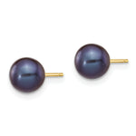 Load image into Gallery viewer, 14K Yellow Gold 6-7mm Black Round Freshwater Cultured Pearl Stud Earrings