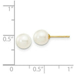 Load image into Gallery viewer, 6-7mm White Round Freshwater Cultured Pearl Stud Earrings in 14K Yellow Gold