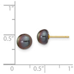 Load image into Gallery viewer, 14K Yellow Gold 7-8mm Black Button Freshwater Cultured Pearl Stud Earrings