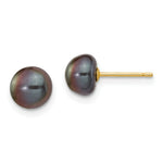Load image into Gallery viewer, 14K Yellow Gold 7-8mm Black Button Freshwater Cultured Pearl Stud Earrings