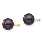 Load image into Gallery viewer, 14K Yellow Gold 7-8mm Black Round Freshwater Cultured Pearl Stud Earrings