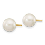 Load image into Gallery viewer, 14K Yellow Gold 7-8mm White Round Freshwater Cultured Pearl Stud Earrings
