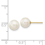 Load image into Gallery viewer, 14K Yellow Gold 7-8mm White Round Freshwater Cultured Pearl Stud Earrings