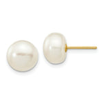 Load image into Gallery viewer, 14K Yellow Gold 8-9mm White Button Freshwater Cultured Pearl Stud Earrings