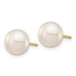 Load image into Gallery viewer, 14K Yellow Gold 8-9mm White Round Freshwater Cultured Pearl Stud Earrings