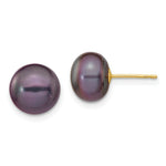 Load image into Gallery viewer, 14K Yellow Gold 9-10mm Black Button Freshwater Cultured Pearl Stud Earrings