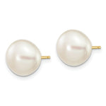 Load image into Gallery viewer, 14K Yellow Gold 9-10mm White Button Freshwater Cultured Pearl Stud Earrings