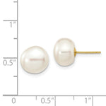 Load image into Gallery viewer, 14K Yellow Gold 9-10mm White Button Freshwater Cultured Pearl Stud Earrings