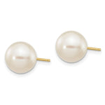 Load image into Gallery viewer, 14K Yellow Gold 9-10mm White Round Freshwater Cultured Pearl Stud Earrings