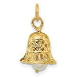 Load image into Gallery viewer, 14K Yellow Gold Wedding Bell with Freshwater Cultured Pearl Charm Pendant